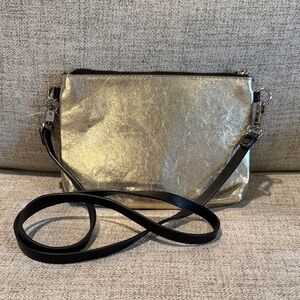 Parfois Small Shoulder Bag Black/Champagne Gold used